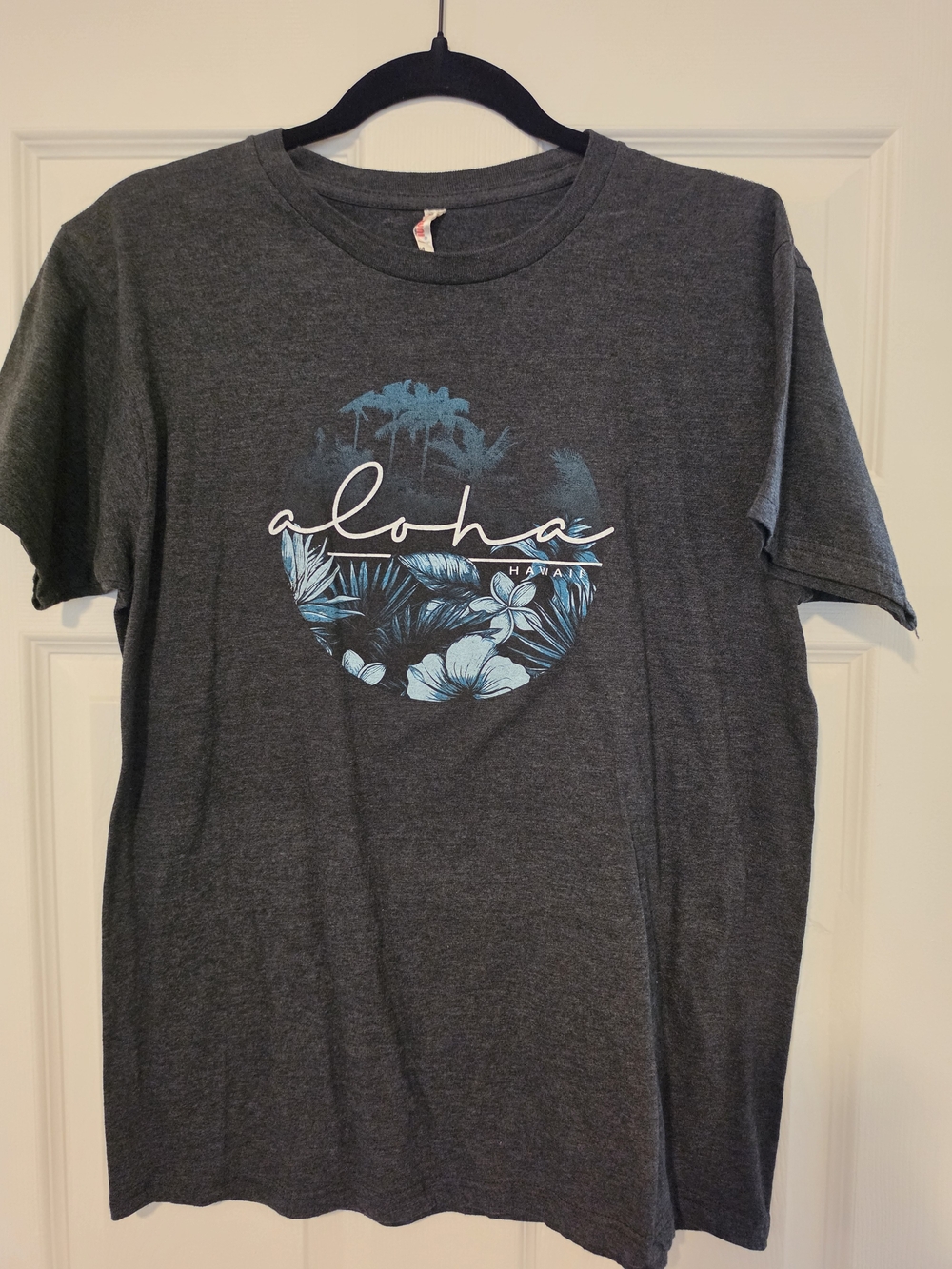 Unlisted Charcoal Graphic Tee with Blue Aloha Print